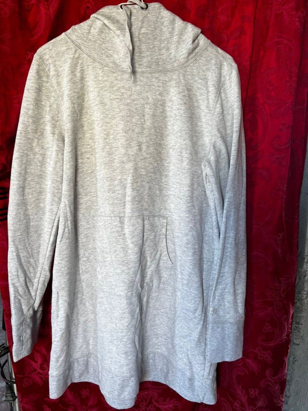GAIAM Heather Grey Longline Cowl Neck Hoodie Tunic M